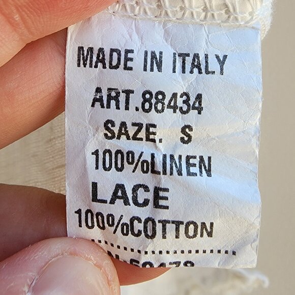 Alessia Pacini White 100% Linen V-Neck Short Sleeve Jersey Size Small - Picture 9 of 15